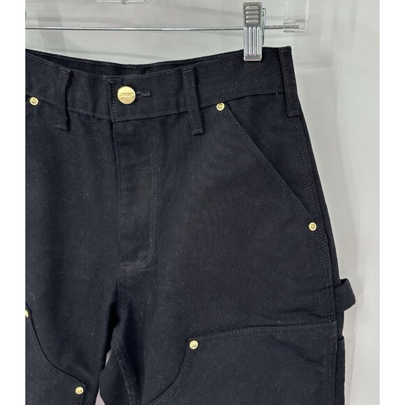 CARHARTT pants loose straight B01 firm duck double front dungarees black 26 X 27 - Picture 1 of 8